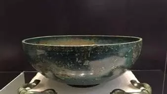 Photo of a roman bowl on display at Sandwich Museum