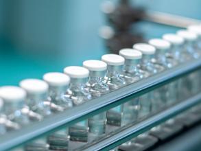 Stock photo of a row of vials